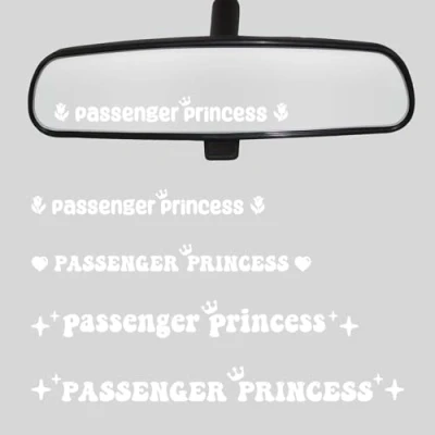 Afbeelding van Passagier Prinses Auto Accessoires, 4 Vinyl Stickers, Rozenhart Sterrenkrans, Leuke Waterdichte Spiegelsticker (Wit)