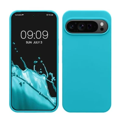 Afbeelding van kwmobile telefoonhoesje geschikt voor Google Pixel 9 Pro XL Hoesje met siliconen coating Smartphone case in ijsblauw