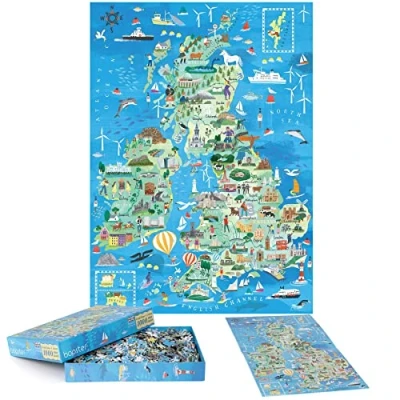 Afbeelding van puzzel voor volwassenen, kaart van Groot Brittannië en Ierland, het Verenigd Koninkrijk, Britse eilanden, met 1000 stukjes volwassenen kinderen, geografische geschenken