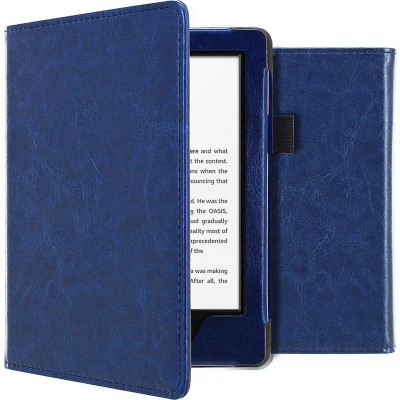 Afbeelding van iMoshion Ereader Cover / Hoesje Geschikt voor Amazon Kindle 10 Vegan Leather Bookcase Donkerblauw