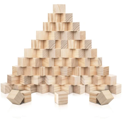 Afbeelding van Kurtzy Kleine Houten Kubussen (60 pak) 2 x cm Neutraal Onbewerkt Dennenhouten Blokken Educatieve Hobby Voor DIY, Stempelen, en Kunst, Puzzle, Nummers