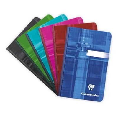 Afbeelding van Clairefontaine 9592C Een boekje met canvas achterkant, 9 x 14 cm, 192 pagina&#039;s, kleine ruitjes, wit papier, 90 g, gelamineerde omslag, willekeurige kleur