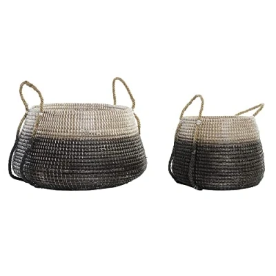 Afbeelding van Basket spelset DKD Home Decor Natuurlijk Grijs Zeegras (52 x 52 44 cm) (2 pcs)