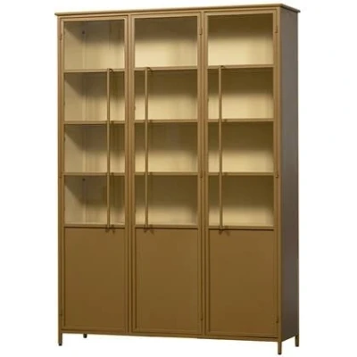 Afbeelding van WOOOD 3 deurs vitrinekast XL Exhibit Metaal Geel 200x142x44 cm