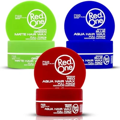 Afbeelding van RedOne, Set van 3 potjes haarwax voor mat, groen, rood, blauw, 150 ml