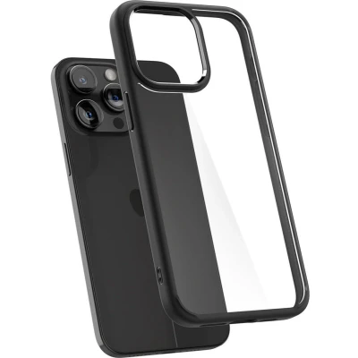 Afbeelding van Spigen Crystal Hybrid Hoesje Geschikt voor Apple iPhone 15 Pro Max Back Cover Militaire Standaard Air Cushion Matte Zwart