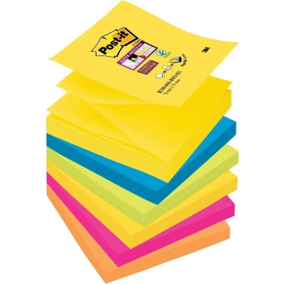 Afbeelding van Post it Super Sticky Z notes Carnival, 90 vel, ft 76 x mm, pak van 6 blokken