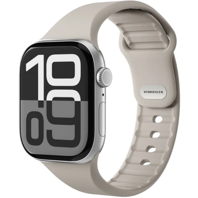 Afbeelding van Vonmählen Classic 2 siliconen polsband voor Apple Watch 42 44 45 49 mm Beige (Silicone), Horlogebandjes,