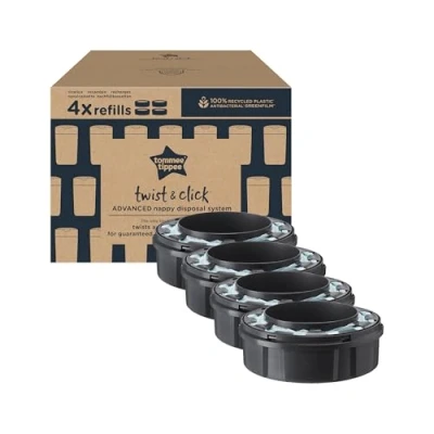 Image de Tommee Tippee Twist and Click Advanced Nappy Bin Lot de 4 recharges pour poubelle à couches