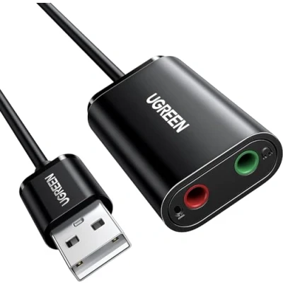 Afbeelding van Ugreen Externe geluidsadapter 30724 (USB), Geluidskaart, Zwart