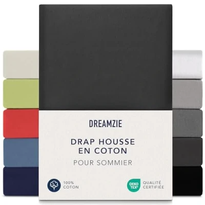 Afbeelding van Dreamzie Hoeslaken Boxspring 90 x 200 cm 100 cm, jersey 100% katoen, matrashoogte tot 37 hypoallergeen, Oeko Tex, donkergrijs