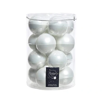 Afbeelding van Decoris Kerstbal 8 Cm Set Van 16 Wit