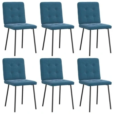 Image de vidaXL Chaises à manger lot de 6 bleu velours3315437
