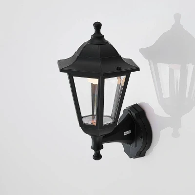 Afbeelding van Lindby LED wandlamp buiten 1licht polycarbonaat H: 37.7 cm zwart (RAL 9005), helder Inclusief lichtbron