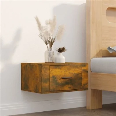 Afbeelding van Nachtkastje wandgemonteerd 50x36x25 cm gerookt eikenkleurig