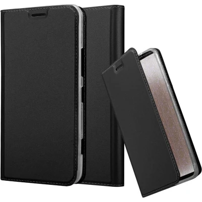 Afbeelding van Cadorabo Hoesje geschikt voor Nokia Lumia 1320 in CLASSY ZWART Beschermhoes met magnetische sluiting, standfunctie en kaartvakje Book Case Cover Etui