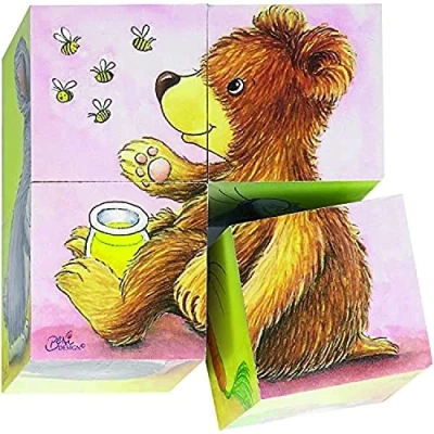 Afbeelding van Goki Houten Blokpuzzel Babydieren