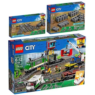 Afbeelding van Leg o City 60198 60238 60205 Set van 3 goederentreinen + draden rails