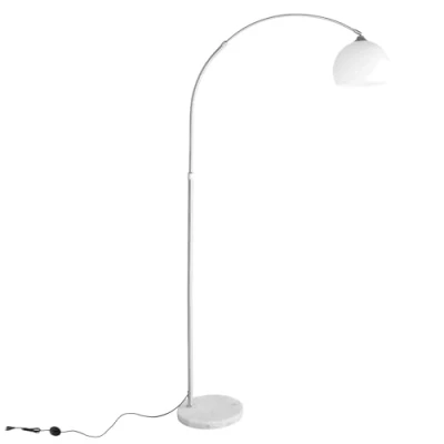 Afbeelding van CCLIFE booglamp voor woonkamer, modern, verchroomd, op marmeren sokkel