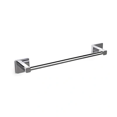 Afbeelding van Tatay Handdoekenrek medium stang 45 cm uit de Kalo collectie van verchroomd zamak met vierkante bindsporen en 3M bevestigingssysteem, comfortabel zonder boren