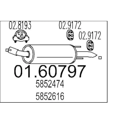 Afbeelding van MTS 01.60797 Einddemper 790 OPEL: Zafira B