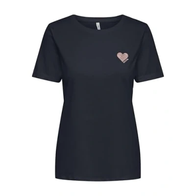 Afbeelding van Only T shirt Onlkita Life S/s Top Noos 15244714 Night Sky/rose Gold Dames Maat S