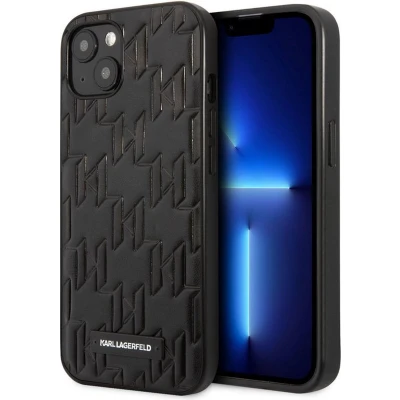 Afbeelding van Karl Lagerfeld Monogram Plaque Back Case Geschikt voor Apple iPhone 13 Mini (5.4&quot;) Zwart