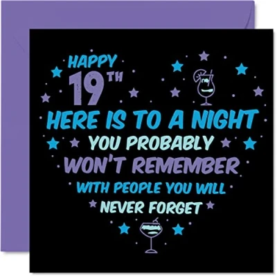 Afbeelding van verjaardagskaart voor de 19e verjaardag mannen en vrouwen Won&#039;t Remember verjaardag, meisjes, broer, zus, neef vriend, 145 mm x