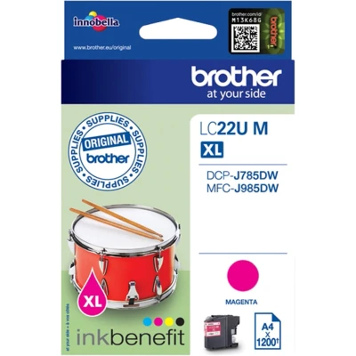 Afbeelding van Brother inktcartridge, 1.200 pagina&#039;s, OEM LC 22UM, magenta inktcartridge