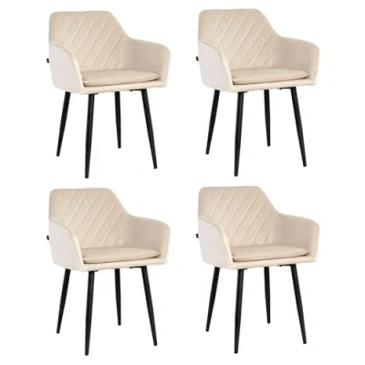 Afbeelding van Lina® Noble Eetkamerstoelen Beige Set van 4 Velvet
