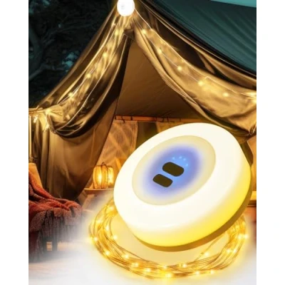 Afbeelding van lichtketting, draagbaar, waterdicht, voor buiten, 10 m, led inschuifbaar, camping, oplaadbaar, slaapkamer, tuin, terras, decoratie