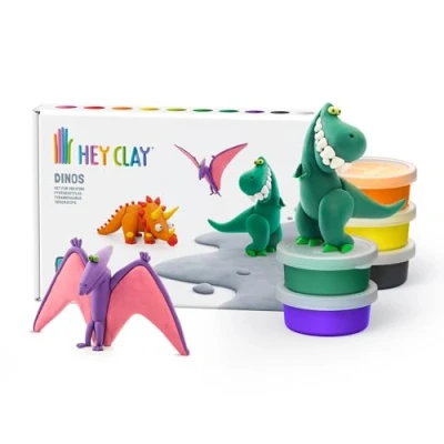 Afbeelding van Hey clay boetseerklei dino&#039;s pterodactylus, t rex en trike