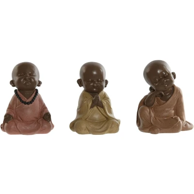 Afbeelding van Decoratieve figuren Home ESPRIT Oranje Koraal Limoen Hars Monnik Orientaals 10,5 x 9 13,5 cm (3...