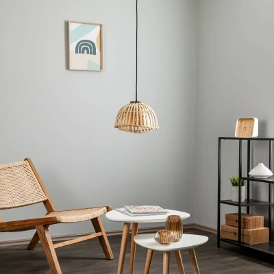 Afbeelding van Lindby hanglamp 1licht Bamboe E27 hel hout