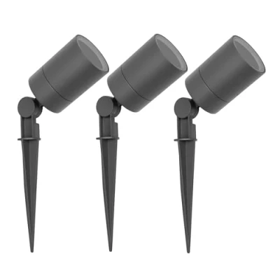 Afbeelding van Ledvion 3X LED Prikspots, Aluminium Antraciet, IP65, 5W, GU10 Fitting, 1M Kabel, Spotlight, Tuinspots