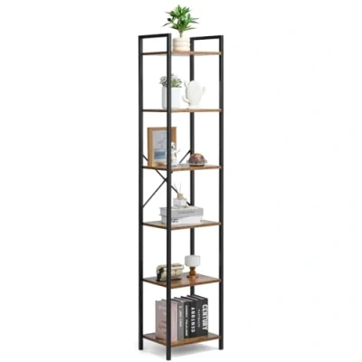 Image de VEVOR Bibliothèque en métal étagère de rangement sur pied à 6 niveaux pour salon