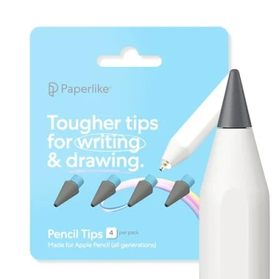 Afbeelding van Paperlike Pencil Tips (4x) pour Apple 1ère &amp; 2ème génération, USB C Pro prise de notes améliorée, plus précision et sensation authentique papier
