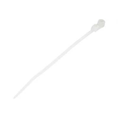 Image de StarTech.com 10cm(4&quot;) Cable Ties with Mounting Hole 2mm(1/16&quot;) wide 24mm(7/8&quot;) Bundle Dia. 8kg(18lb) Tensile Strength Nylon 66 Self Locking Screw UL Listed 100 Pack UL94 V 2 Rated TAA (CBMZTS10N4) Attache câble 10.16 cm blan