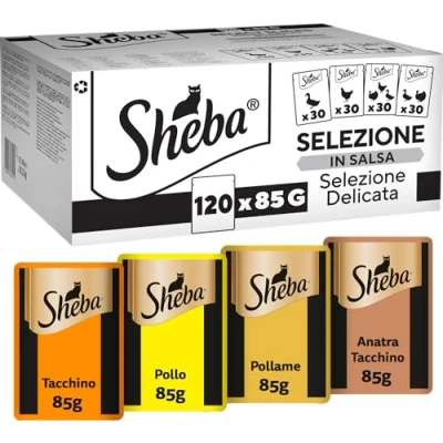 Afbeelding van 120 x 85 g Sheba Multipack kattenportiezakjes selectie in saus (gevogelte variatie) nat kattenvoer