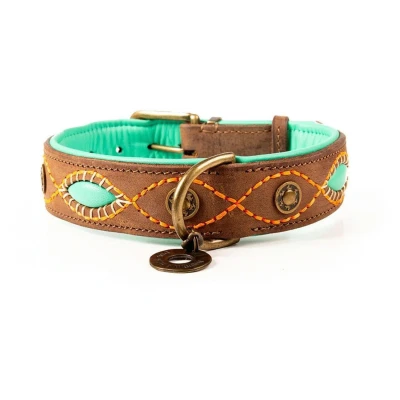 Afbeelding van Dwam Halsband Joplin Bruin&amp;Turquoise&amp;Oranje Hondenhalsband 41 51x4 cm