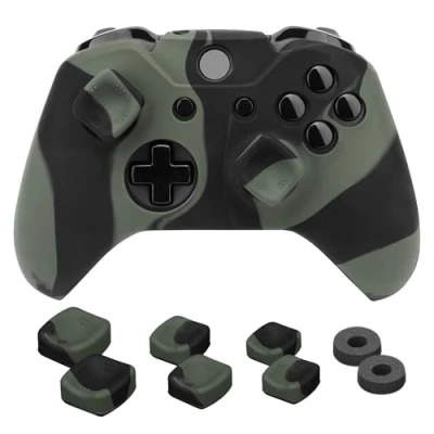Afbeelding van NiTHO Speelset compatibel met Xbox One controller, 1 handgreep van siliconen, anti transpiratie, set 2 sponsringen voor analoge mini sticks, 3 maten duimgrepen (camouflage)