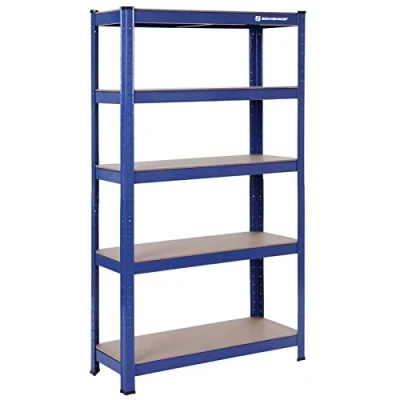 Afbeelding van SONGMICS GLR30Q Metalen rek voor zware lasten, 5 niveaus, in hoogte verstelbare planken, capaciteit 650 kg (130 kg/niveau), 150 x 75 30 cm, garage, kelder, blauw