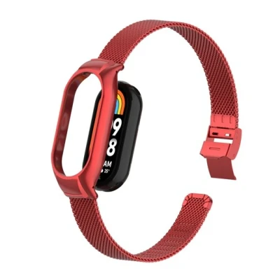 Afbeelding van Milanese bandje met case Rood Xiaomi Smart band 8