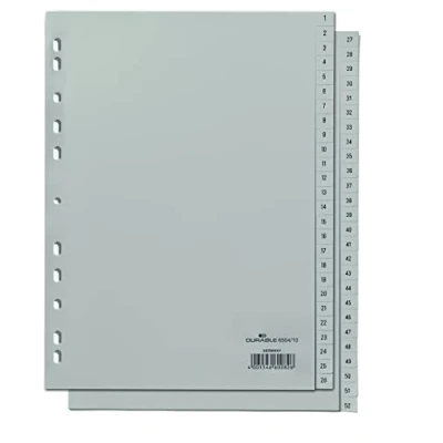 Afbeelding van Durable register met cijfers (A4, 1 52, polypropyleen volledig afgedekt) grijs 650410