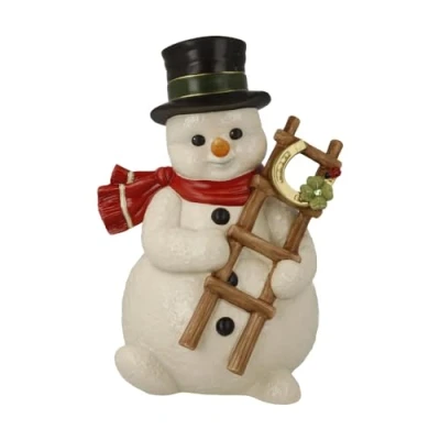 Afbeelding van Goebel Kerst Decoratief beeld Sneeuwpop Geluk Aardewerk 22cm Limited Edition