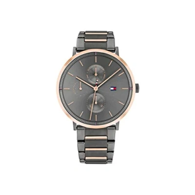 Afbeelding van Tommy Hilfiger Multifunctioneel analoog kwartshorloge voor dames met lederen of roestvrijstalen mesh armband, Staal grijs, Armband