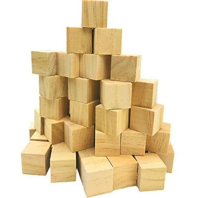 Afbeelding van Fycooler Set van 70 houten kubussen 2 x cm Natuurlijk onafgewerkt Blanco puzzel Vierkante decoratie Om te knutselen, schilderen,