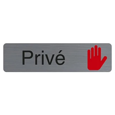 Afbeelding van Exacompta Ref. 67150E 1 deurbord zelfklevend Privé Bedrukte wandbord Op alle ondergronden Geborsteld aluminium look Afmetingen: 16,5 x 4,4 cm