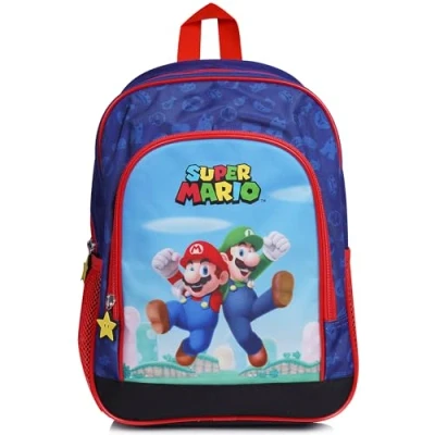 Afbeelding van Super Mario Bros. Rugzak voor kinderen kleuterschool CP basisschool schooltas Mario, jongens en meisjes cadeau idee, blauw, 36 x 28 12 cm, Blauw