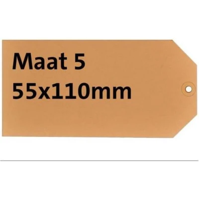 Afbeelding van Label karton nr5 200gr 55x110mm chamois 1000stuks